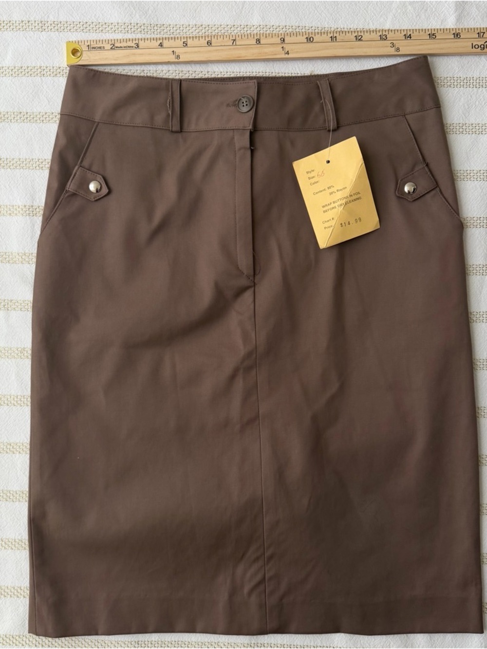 École Creative Design Brown Midi Skirt Size 6 | Minimalist European Chic - Picture 8 of 8